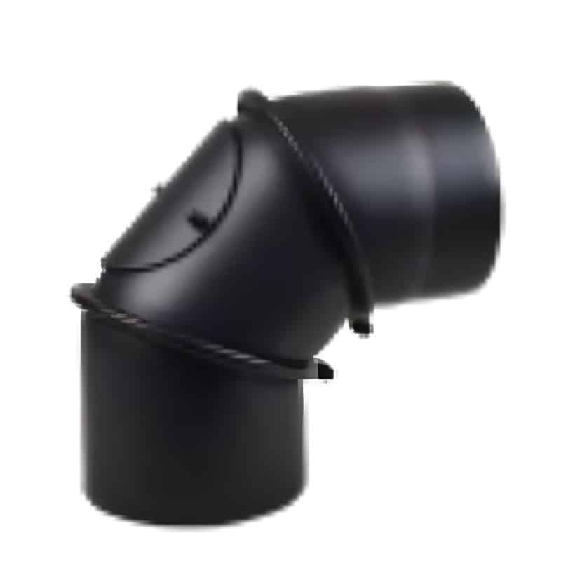 Muldenthaler Rauchrohrbogen 0-90° schwarz drehbar mit Tür